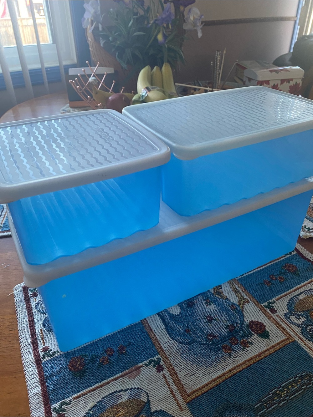 Tupperware Bright Blue Fridge Smart containers with White Lids